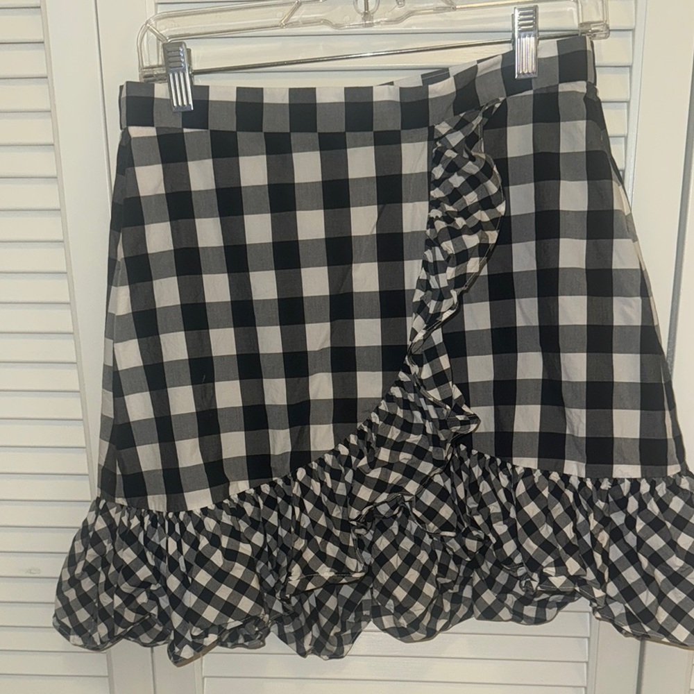 J Crew Black and White Checkered Women's Skirt - Sz 6